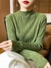 Niche Bark Texture Half-High Collar Sweater: Autumn/Winter Long Sleeve Temperament Knitwear for Women