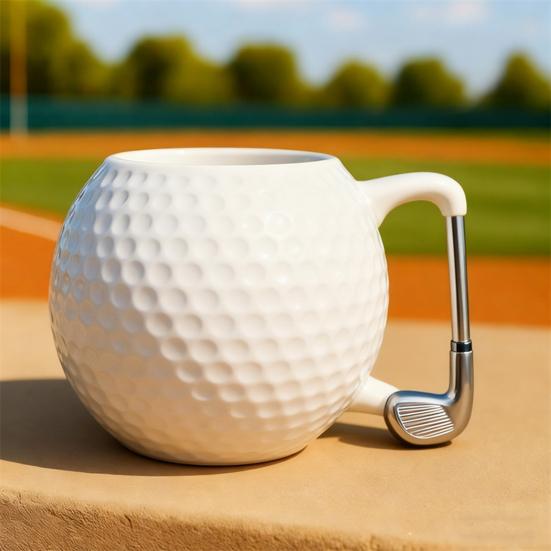 Golf Club Handle Mug Golf Ball Texture Spacious Capacity Golf Cup Sports Ball Mug Golf Enthusiast Gift Drinkware