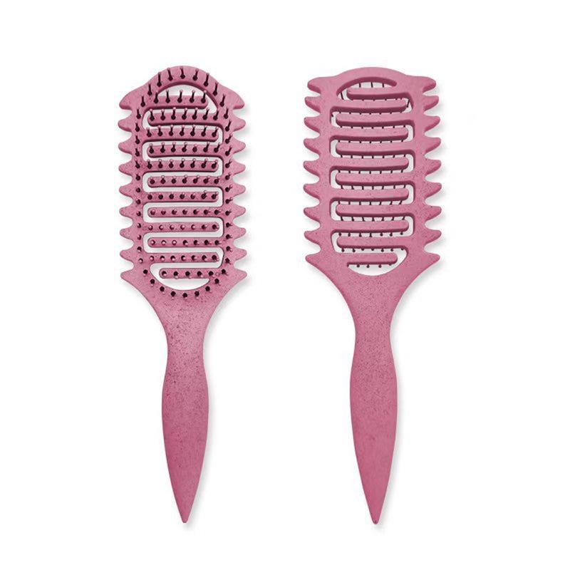 TEMU Cross-Border Curly Hollow Hairdressing Comb - Wheat Straw Bounce Hair Comb