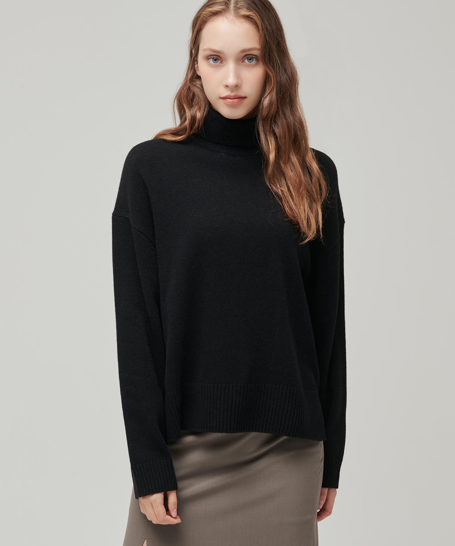 Musinsa Standard Woman Women S Lambswool Relaxed Turtleneck Knit [Black] Black/L