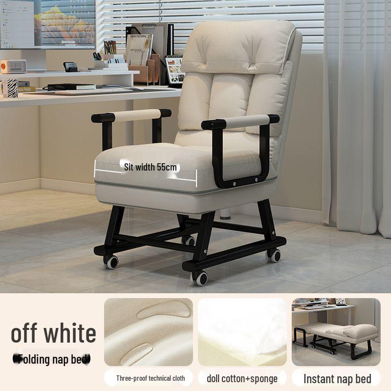 Movable Recliner Sofa Bed: Foldable Office Lunch Break Chair with Wheels for Home or Dorm Use
