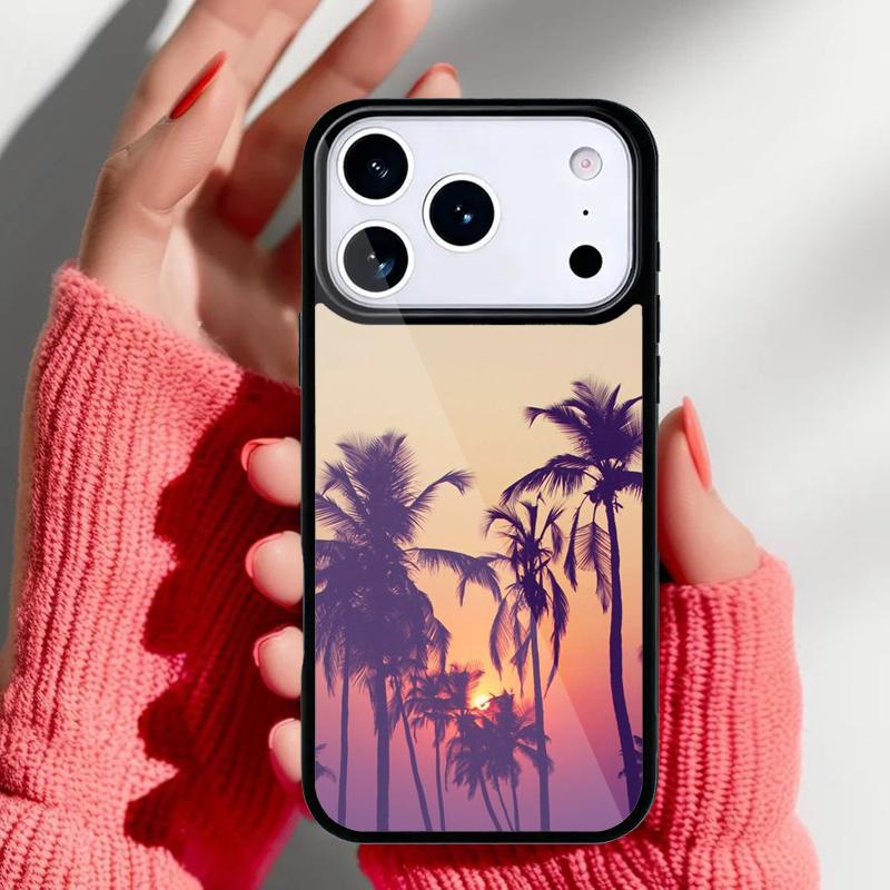 Summer Beach Sunset Palm Tree Phone Case for iPhone 17 Air 16e 15 14 13 Pro Max Back Cover for 12 11 Pro Coque