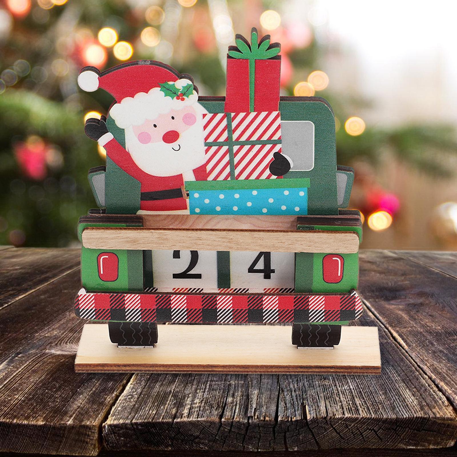 

Christmas Wooden Truck Santa Countdown Blocks Xmas Countdown Calendar Days Until Sign Holiday Table Ornament Decor other
