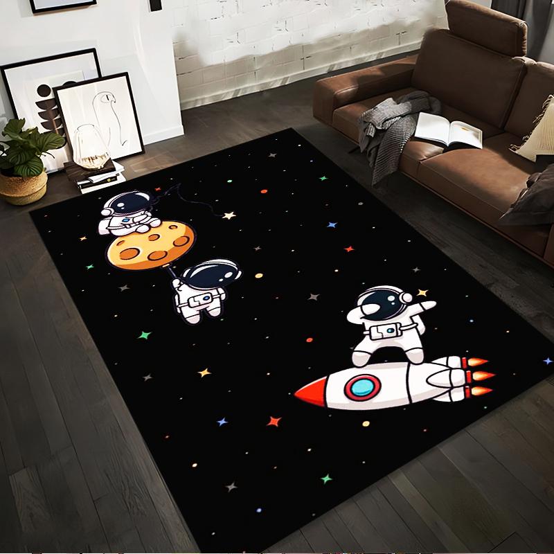

Cartoon Astronauts Space Theme Carpet with Rocket and Stars Design Suitable for use as an anti-slip for living room bedroom sofas 40x60cm( 15x23in )