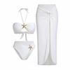 2026 European & American Three-Piece Sexy Halter Bikini with Two-tone Swimsuit & Beach Skirt