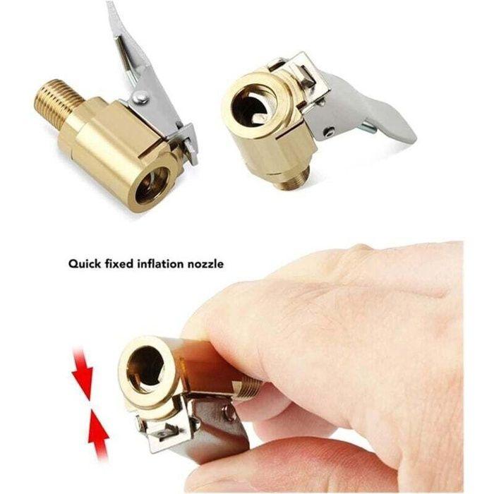 Adaptateur de valve - AIMOONSA - 3 pièces - Laiton chromé - Pour tuyau 8 mm - Clip à ressort étanche