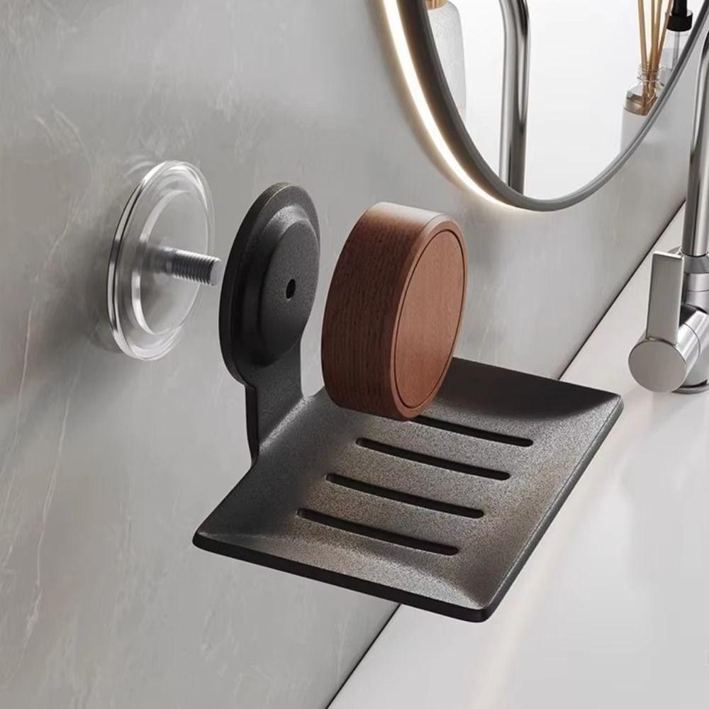 Self-draining Soap Box Suction Cup Drying Rack Punch-free Soap Dish  Shower