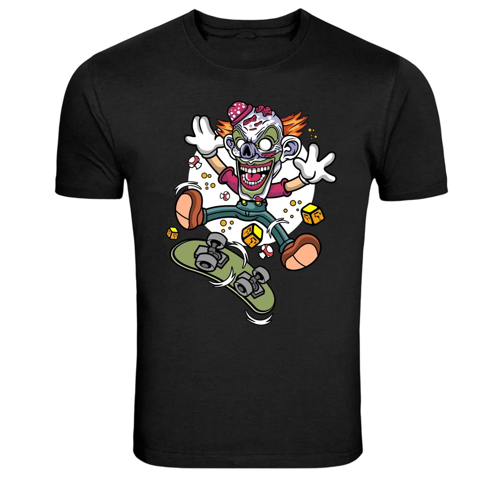 Evil Clown Skateboard Trick Dice Punk Horror Graphic T-Shirt M