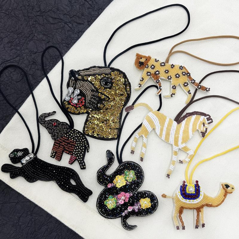 Zvířecí korálková nášivka Tygr Leopard Zebra DIY nažehlovací aplikace na tašky Ozdoba na šňůrku Přívěsek