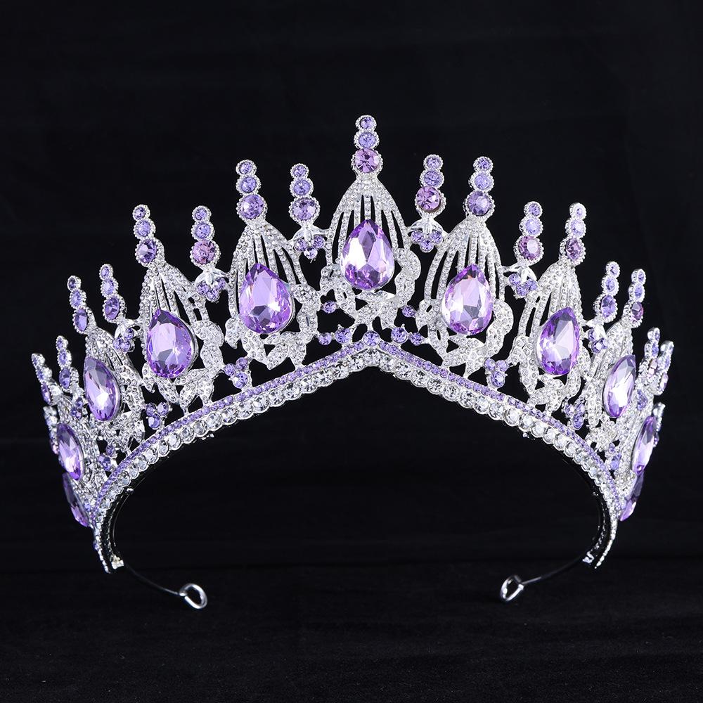 DIEZI 17 Colors Luxury Princess Opal Crystal Crown For Women Girls Wedding Elegant Luxury Baroque Tiara Party Hair Dress Jewelry