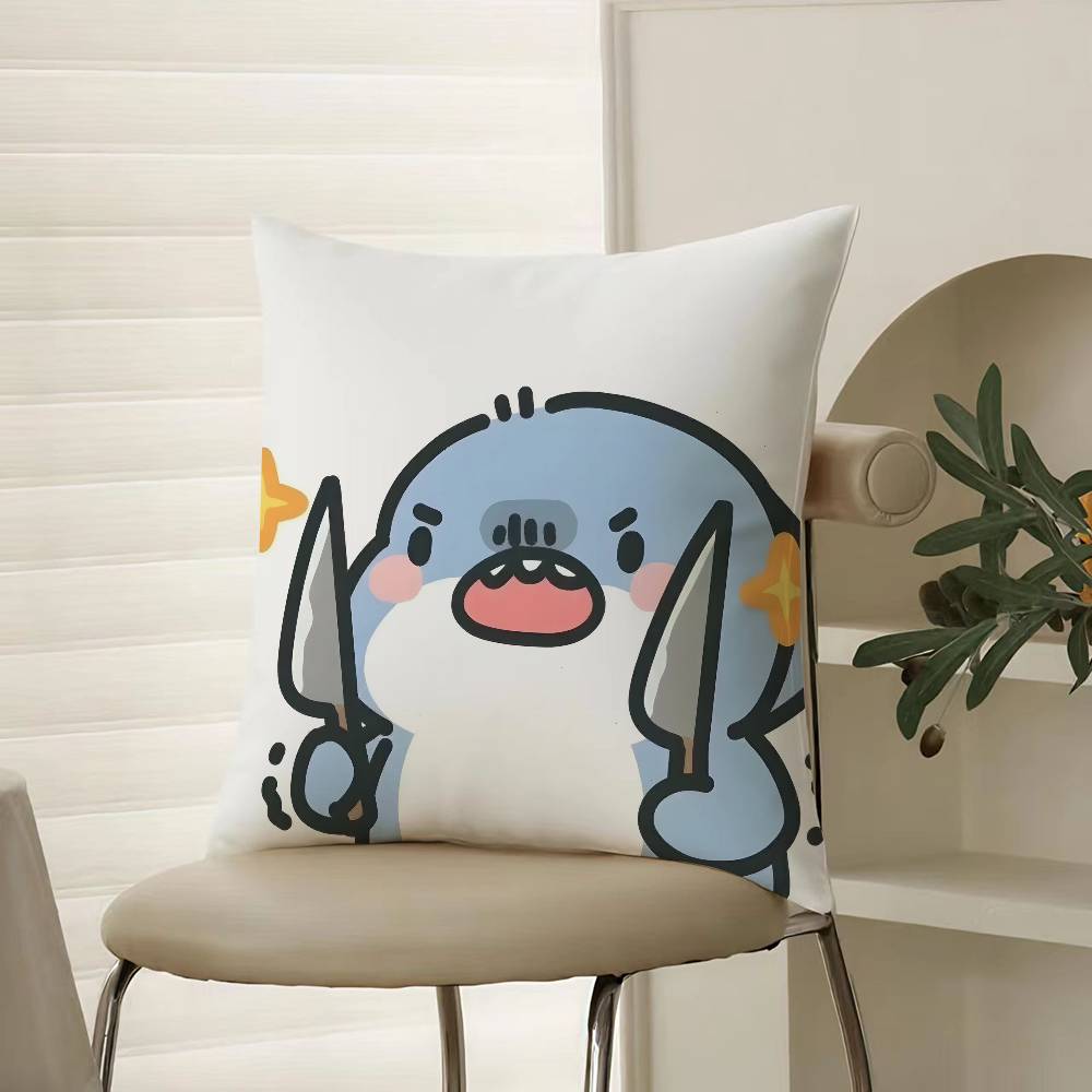 Tecknad Söt Hajar Monster Bild Kuddfodral Komfort Soffa Säng Silkeslen elegant Osynlig dragkedja Dekorativt kuddöverdrag