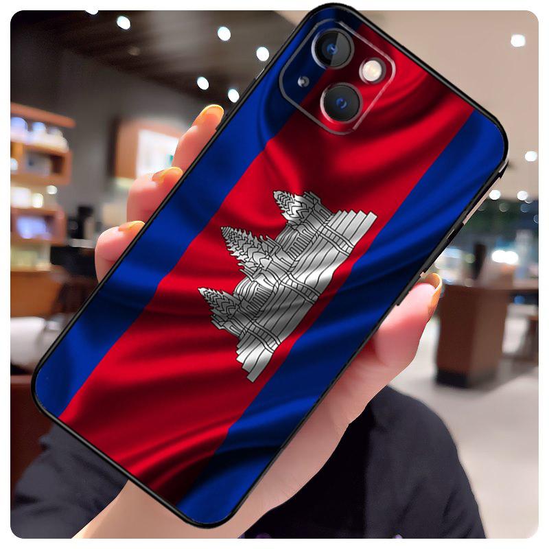 Cambodia Flag Phone Case For iPhone 16 11 12 13 Mini 14 15 Pro Max X XS Max XR Plus Cover Bag