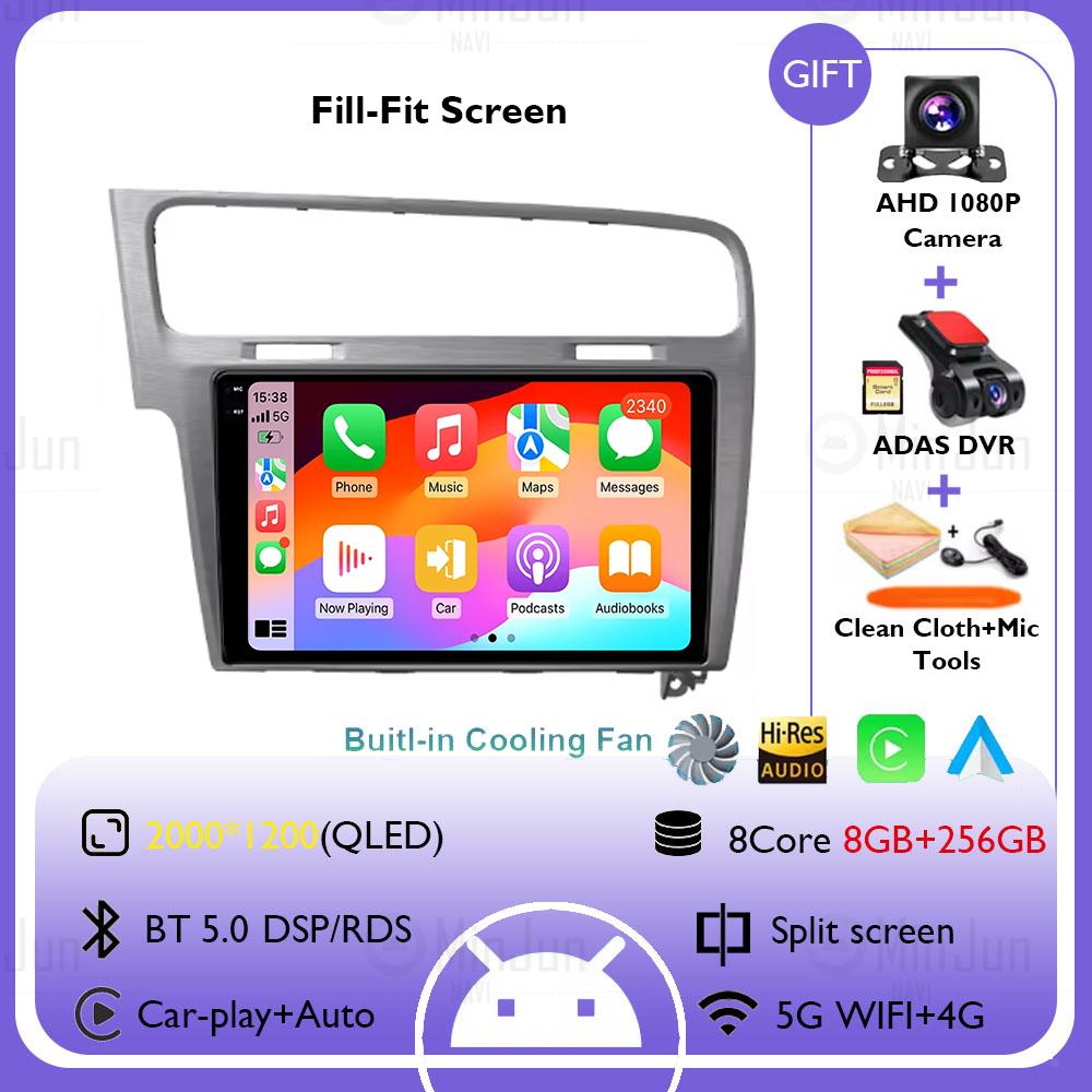 Android 14 Silver Gray Car Radio For Volkswagen VW Golf 7 MK7 GTI 2011-2021 Wireless Carplay Auto Multimedia Stereo Video Player