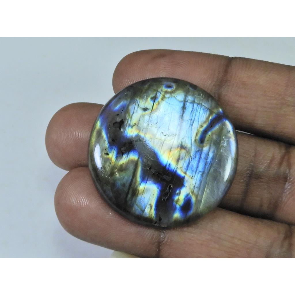 68Cts. Natural Purple Flash Labradorite Round Cabochon Gemstone 33X33X06MM B-319