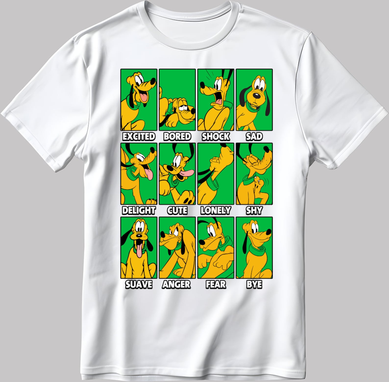 Pluto Moods Short Sleeve White-Black Men s / Women s T-Shirt C549 S