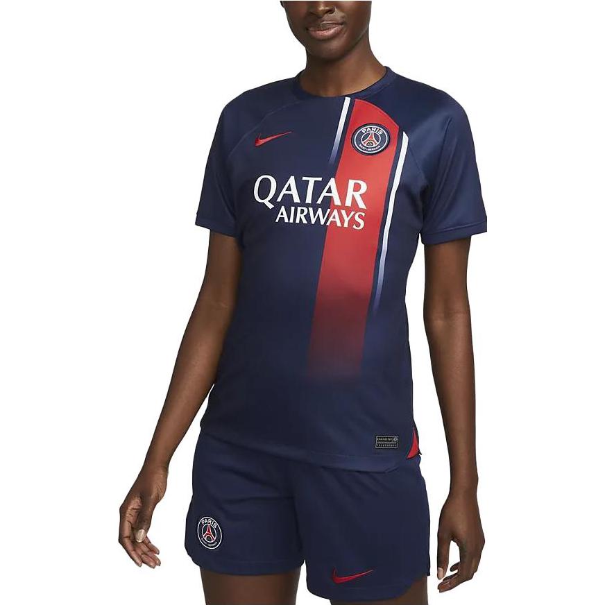 Nike Dri-FIT Soccer Jersey With Letter Print and Crew Neck Women Tops Blue DX2735-411