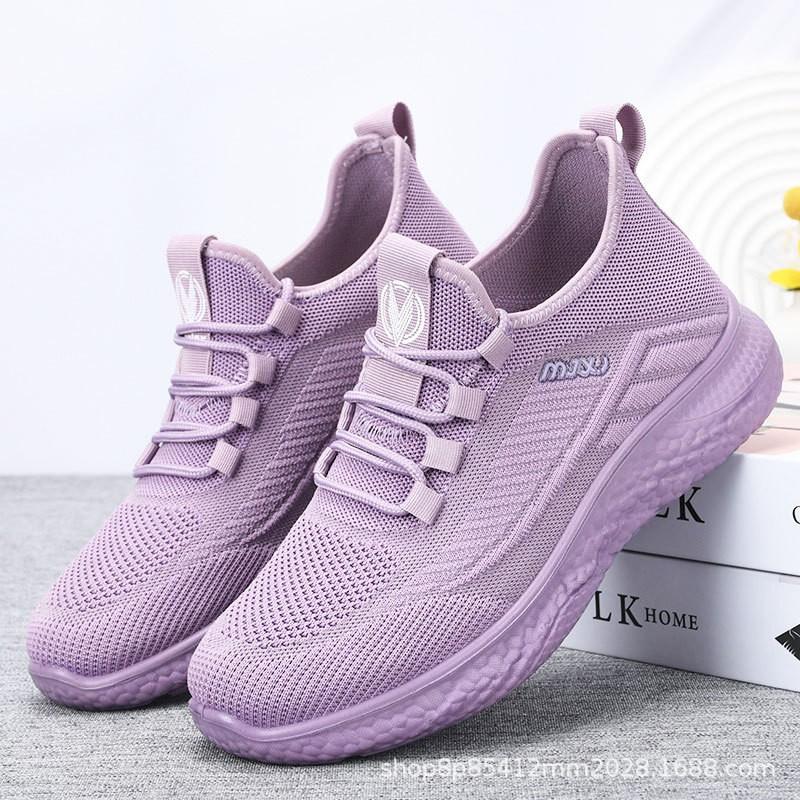 Womens Comfortable Slip-Resistant Flat Walking Shoes Casual Daily Wear Lightweight Breathable Mesh Sneakers