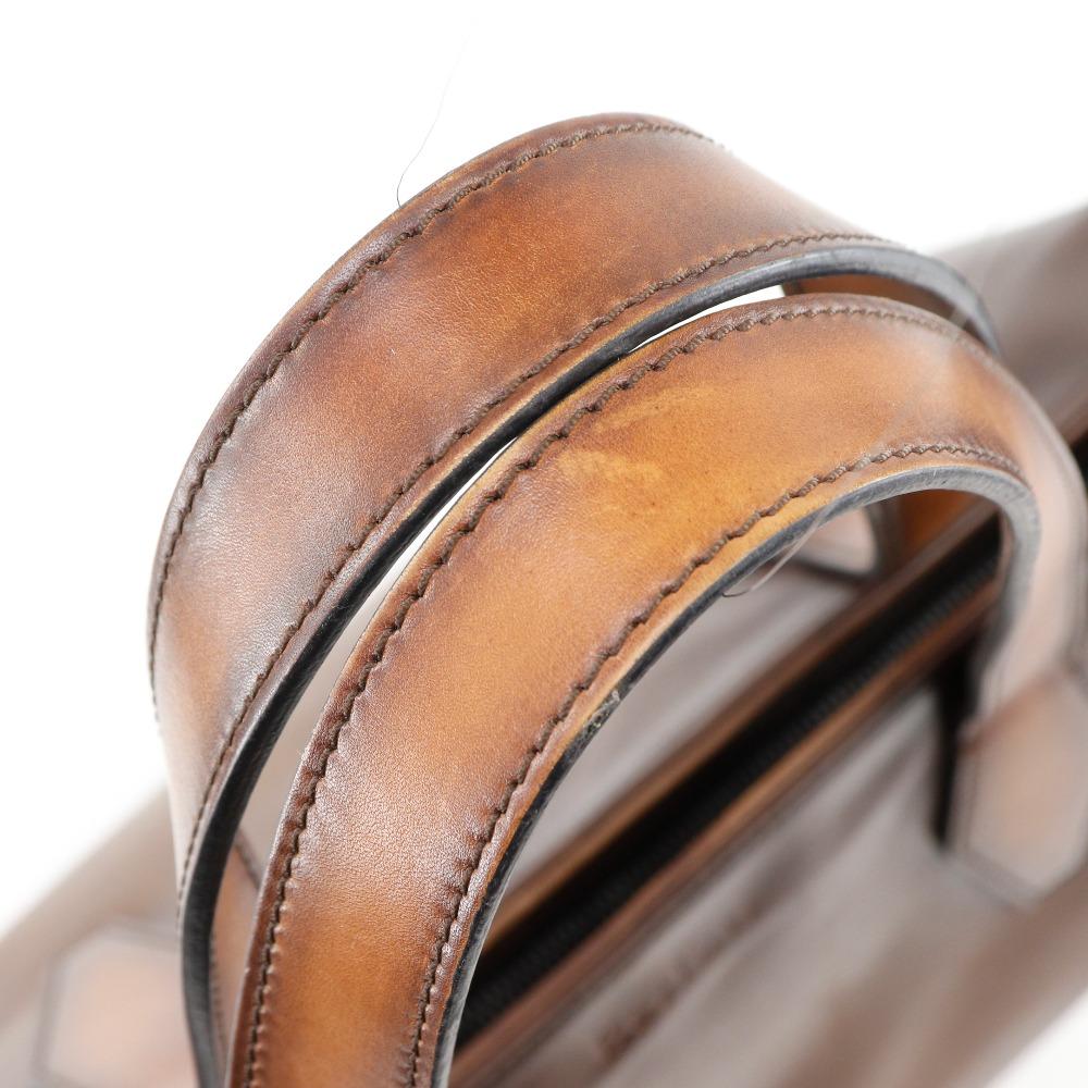 Berluti Modernist Vertical Tote Bag Calligraphy Scrit Brown Calfskin mens Used