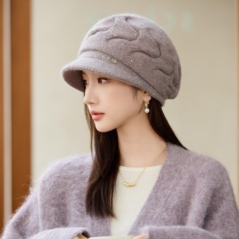 Winter Hat Women's Fashion Solid Color Thermal Hat Knitted Hat Ear Protection Windproof Hat