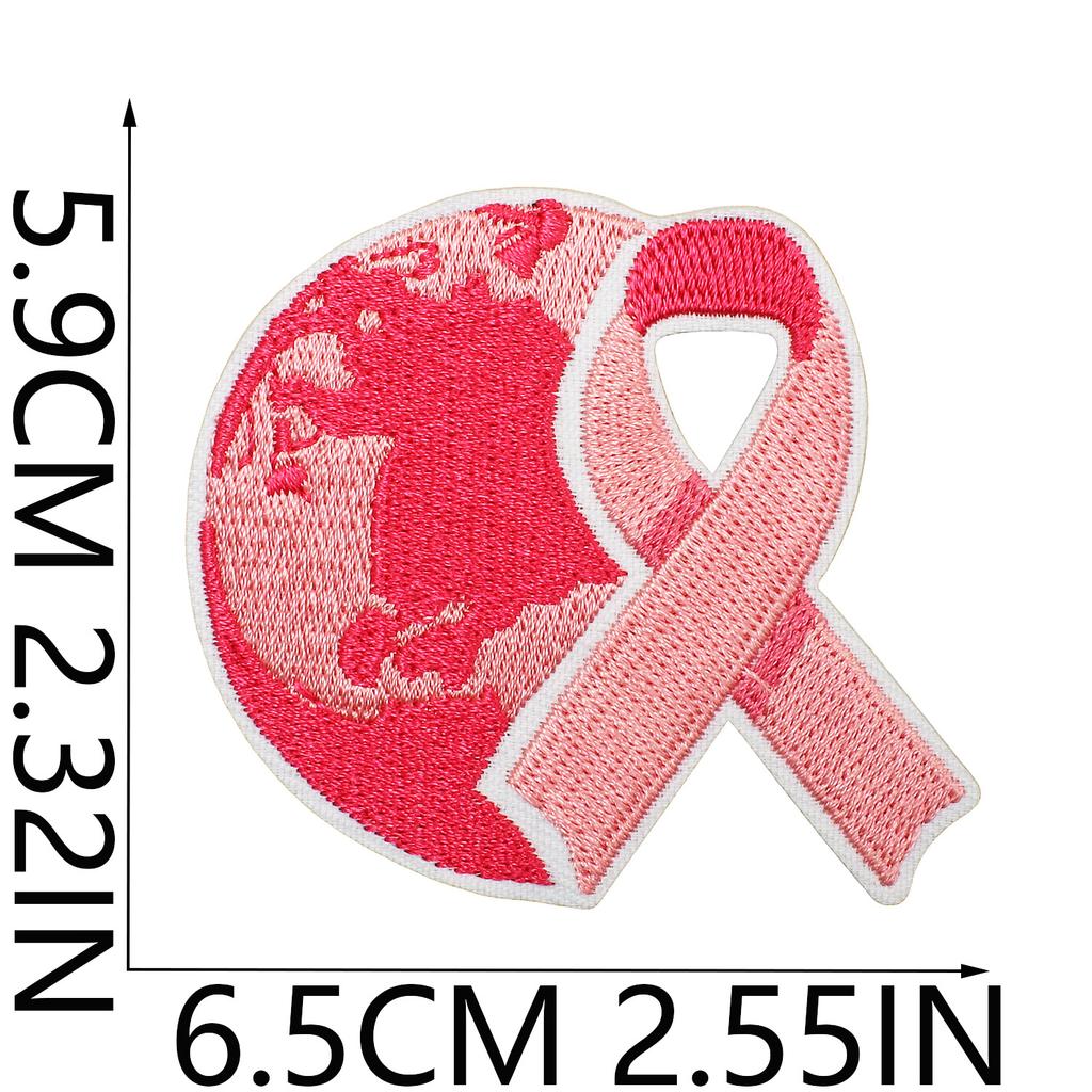 Health Day Embroidery Sticker Caring For Women Zhang Zai Computer Embroidery Label Clothes Bag Decoration Pink Ribbon Patch Sticker