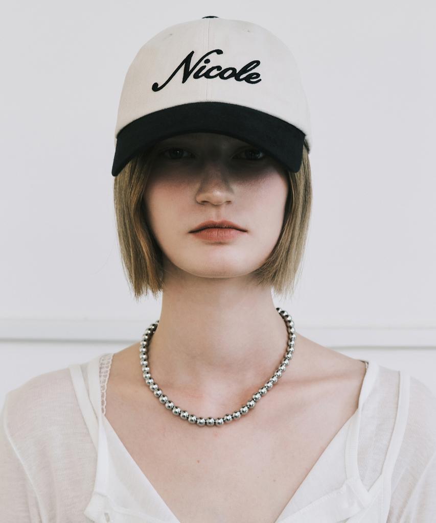 Nigaennikol Nicole Lettering Ball Cap_Twotone Black