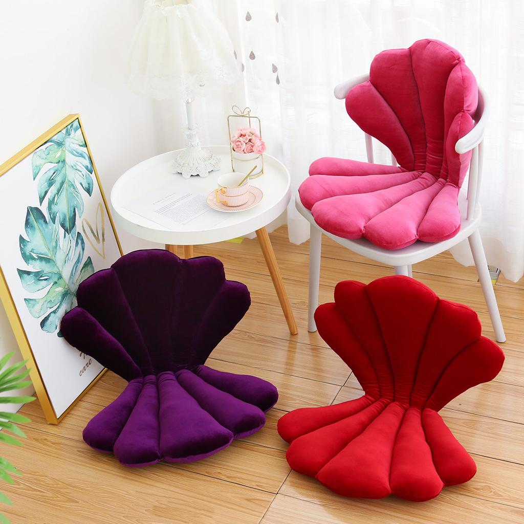 Luxury Velvet Shell Stuffed Chair Seat Cushion Art Style Shell Back Cushion Blue Rose Princess Sea Shell Home Pillow Decor