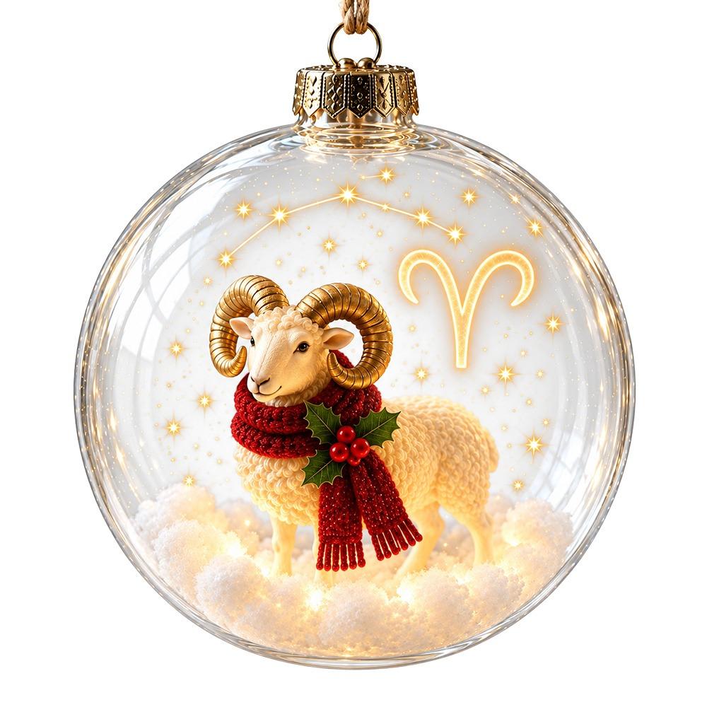 Clear Round Shape Zodiac Christmas Ornament Lighted Christmas Ornament Holiday Home Decoration
