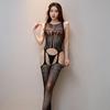 Crotchless Fishnet Bodysuit: Black, Transparent, Tempting Bedroom Wear