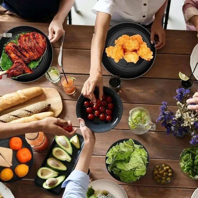 Microwave Safe Dishes 16 PCS Plates And Bowls Sets, Unbreakable Dinner Plate, Dessert Plates, Cereal Bowl, Drinking Cups