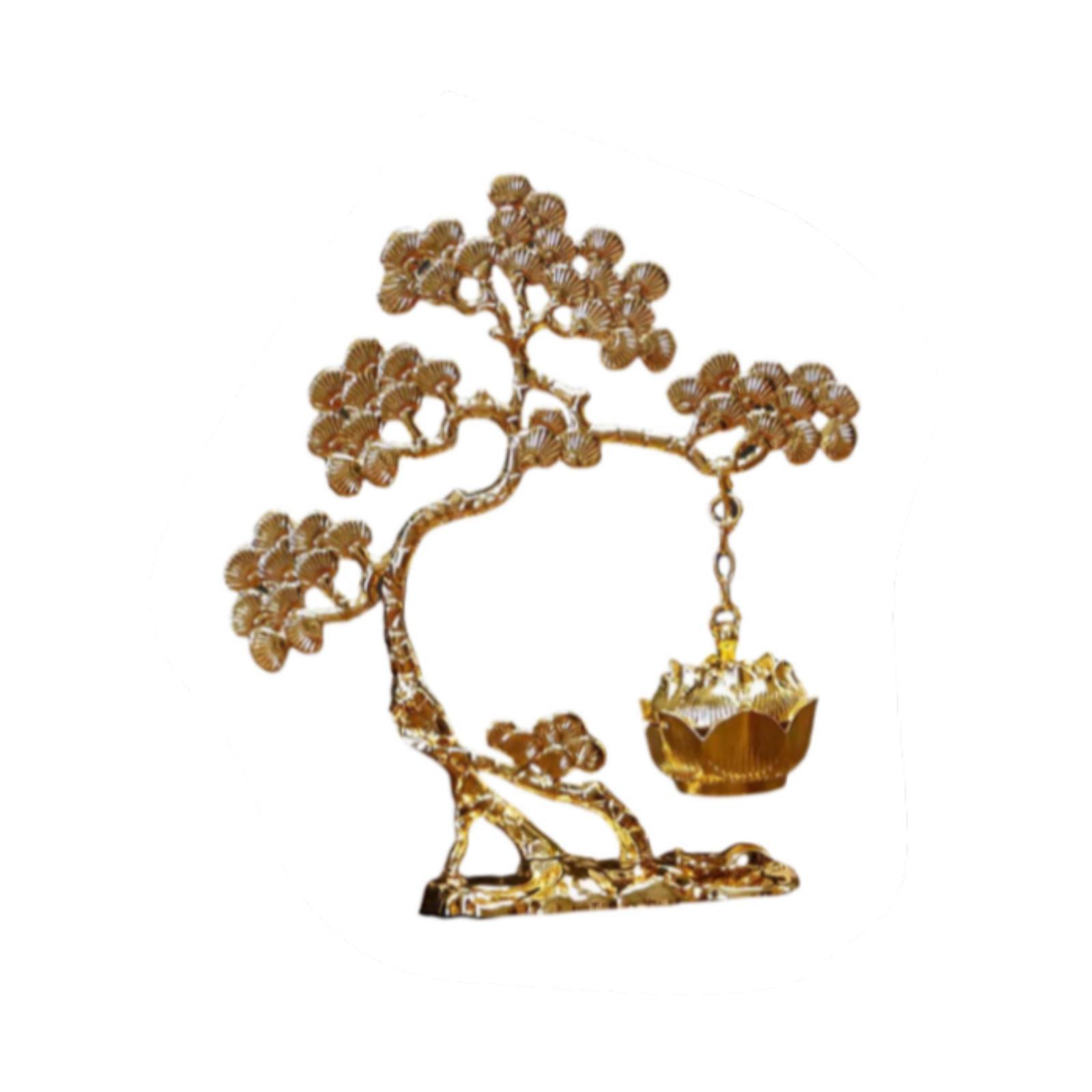 

Hanging Incense Burner Pine Tree Incense Holder Vintage Design Ideal Gift Table Centerpiece for Hotel Farmhouse Bedroom Rest золотой