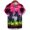 Summer Fashion Men's 3d Hawaiian Shirts Oversized Beach Short Sleeve Coconut Tree Print Shirts Tees