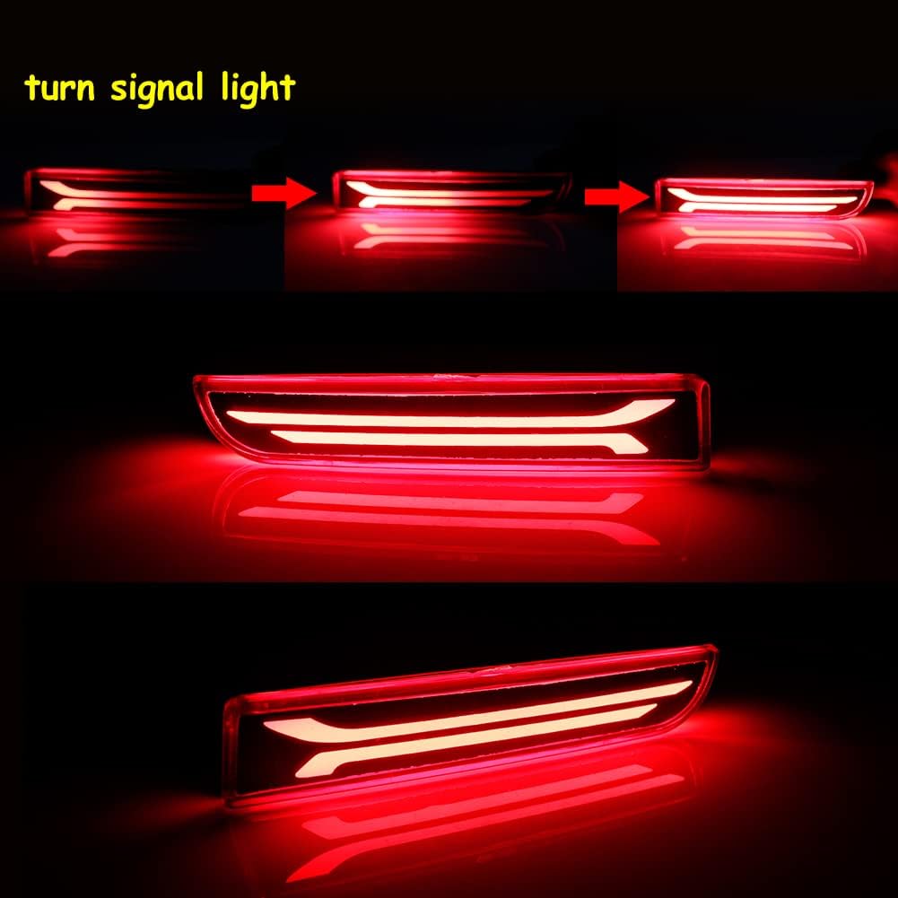 GTINTHEBOX Smoked Lens Led Rear Bumper Reflector Brake Tail Light With Sequential Turn Signal Lamps And Strobe Brake Lighting For Mitsubishi Lancer,