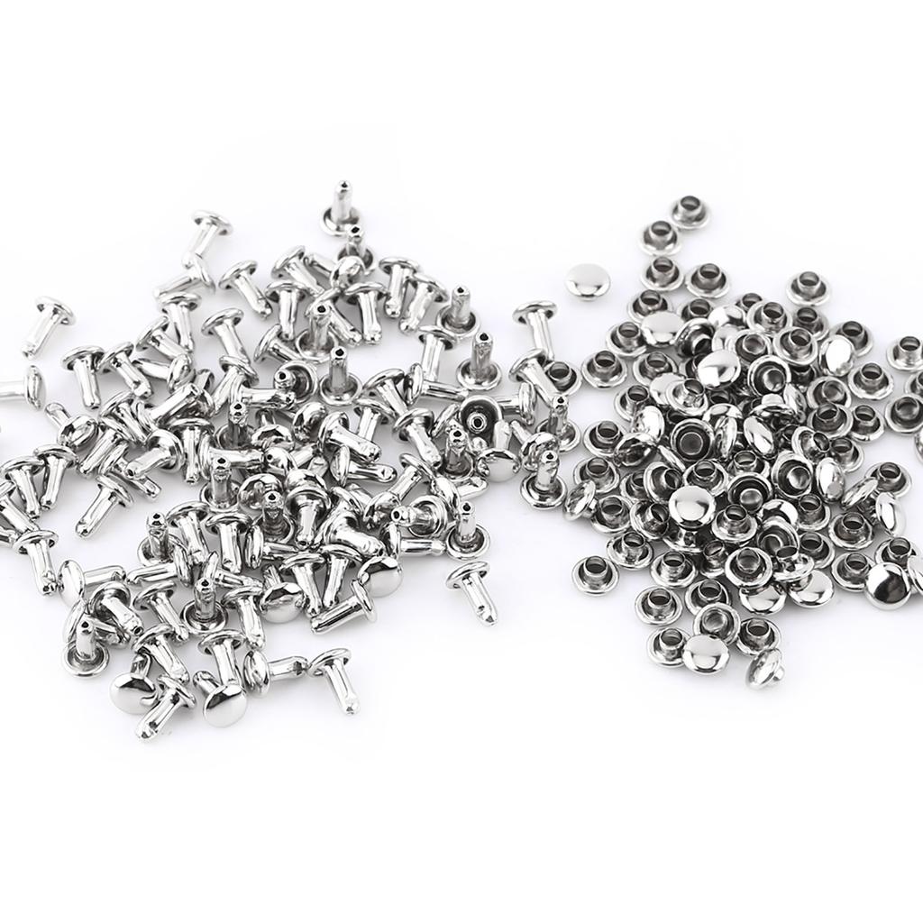 100pcs Double   Rivet Tubular Metal Leather Craft Repairs Studs Decoration