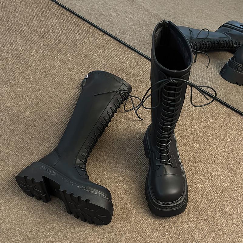 

Skinny long boots for women s 2025 autumn new Korean version of thick legs design sense, large tube circumference increases height, small knight boots 35