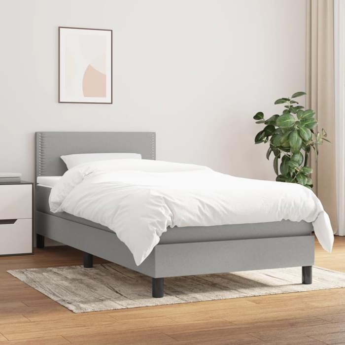 Maison Exclusive - Lattenrost mit Matratze Hellgrau 90x200 cm Stoff