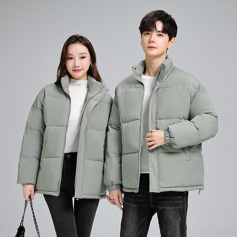 

Свободная хлопковая куртка со стойкой для пар, куртка-пуховик для мужчин и женщин, осенне-зимняя утолщенная хлопковая куртка большого размера XL зелёный