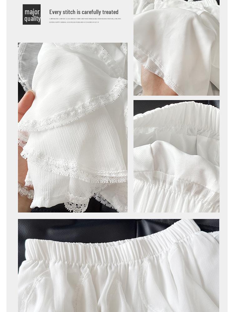 Women's White Irregular High-Waist A-Line Cake Skirt, Summer 2026, Petite Slimming Design