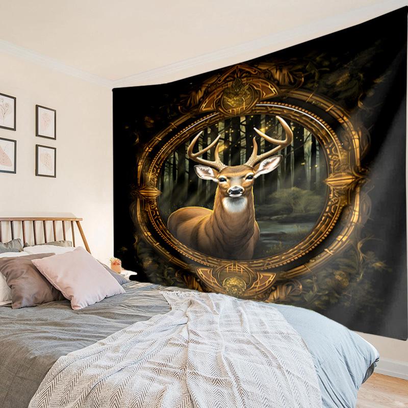 Deer With Floral Crown Tapestry Room Decoration Wall Hanging for Living Room Bedroom, dormitory, Birthday and Christmas gifts