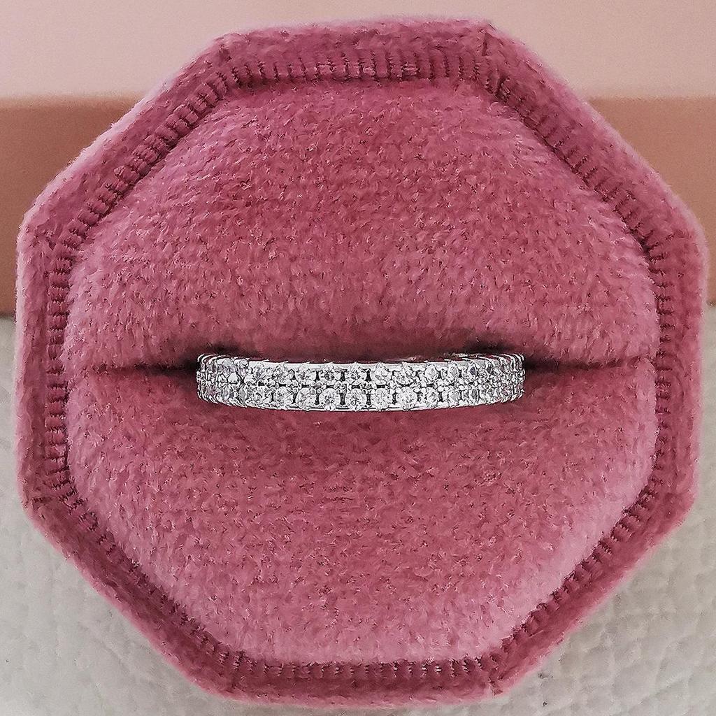 European and American Flash Diamond Rectangular Ring: Micro-Paved Full Diamond Wedding Band for Women (R2101-R4414)