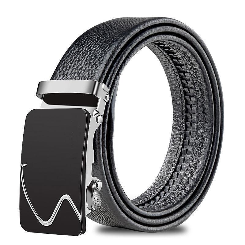 Men'S Belt Men'S Soft Leather Automatic Buckle Student Belt Middle-Aged And Young Leisure Business Belt Trendy Leather