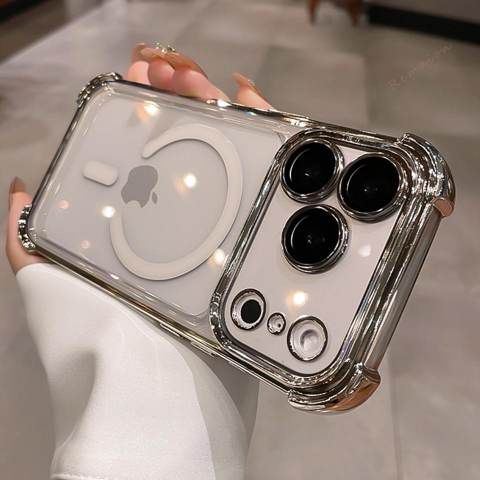 Classic Magnetic Phone Case For iPhone 17 Air 15 14 13 12 16 Pro Max 14 15 Plus Magsafe Silicone Soft Shockproof Protector Cover