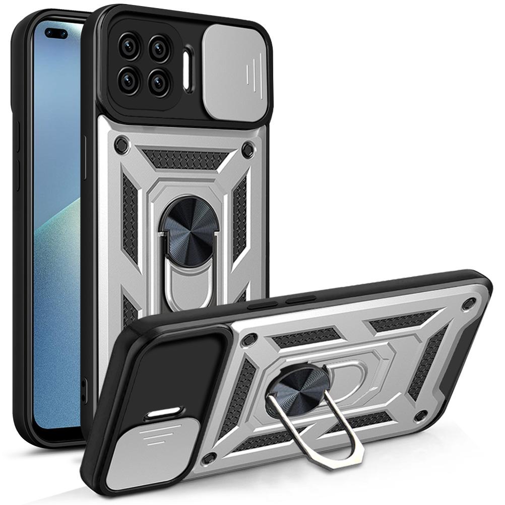 Per Oppo Reno4 Lite Custodia OPPO F17 Pro Cover oppo A93 4G Supporto ad Anello Magnetico Custodia Corazzata per Telefono Copertura Posteriore con Protezione Scorrevole per Fotocamera