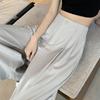 Wide-leg Pants Women's New Summer Pleated Thin Half Elastic Waist Small Nine-point Pants