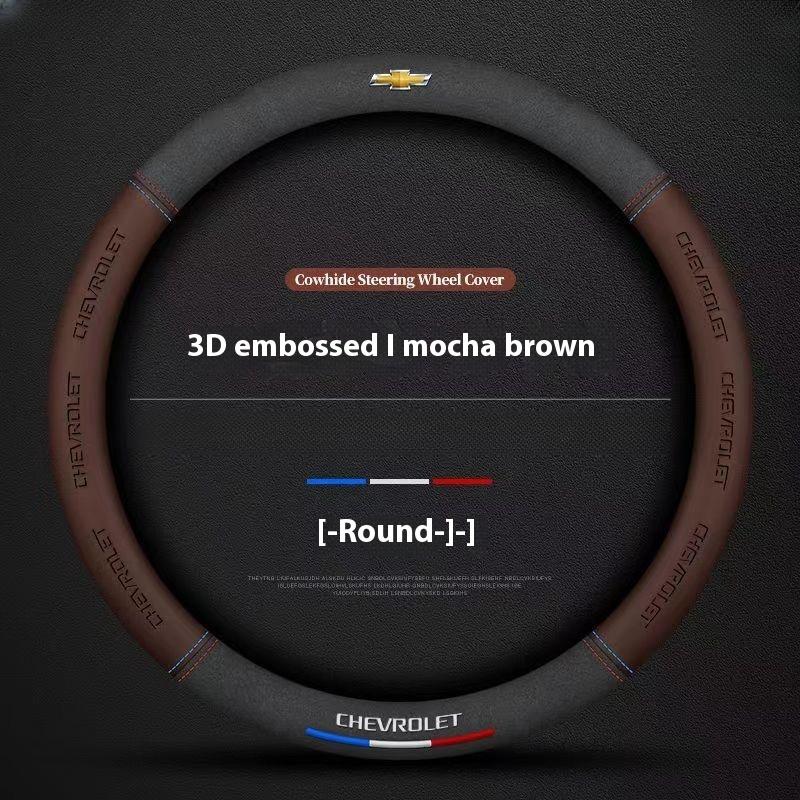 38cm Leather Ventilate Car Steering Wheel Cover for Chevrolet Captiva AveoTrax Silverado Sail Onix Equinox Groove 2025 Accessory