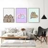 1pc Cartoon P-Pusheen K-Kawai Cat Poster Self-adhesive Art Poster Waterproof Paper Sticker Coffee House Bar Room Wall Decor