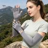 Sunscreen Arm Sleeves Women Sun Protection Gloves, Cooling with Detachable Full Finger Gloves Anti-Slip Palm, UV for Summer Driving Cycling Hiking