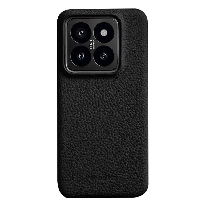 MELKCO Etui na telefon z niepełnymi krawędziami dla Xiaomi 14 Pro, powlekane skórą licową, pokrywa PC