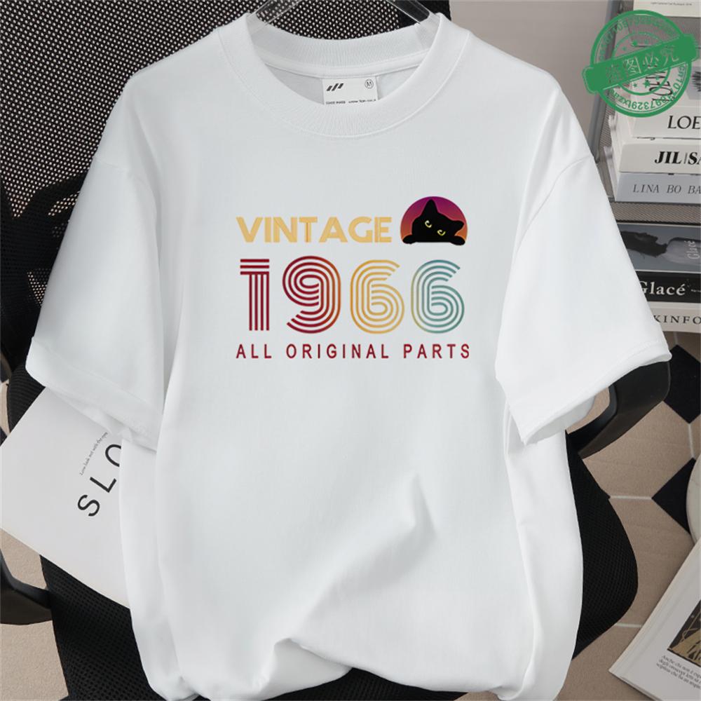 HighQuality Cotton TShirt for Men 1966 60th Birthday Unisex Loose Oversized Clothing O Neck Short Sleeve Tees Streetwear