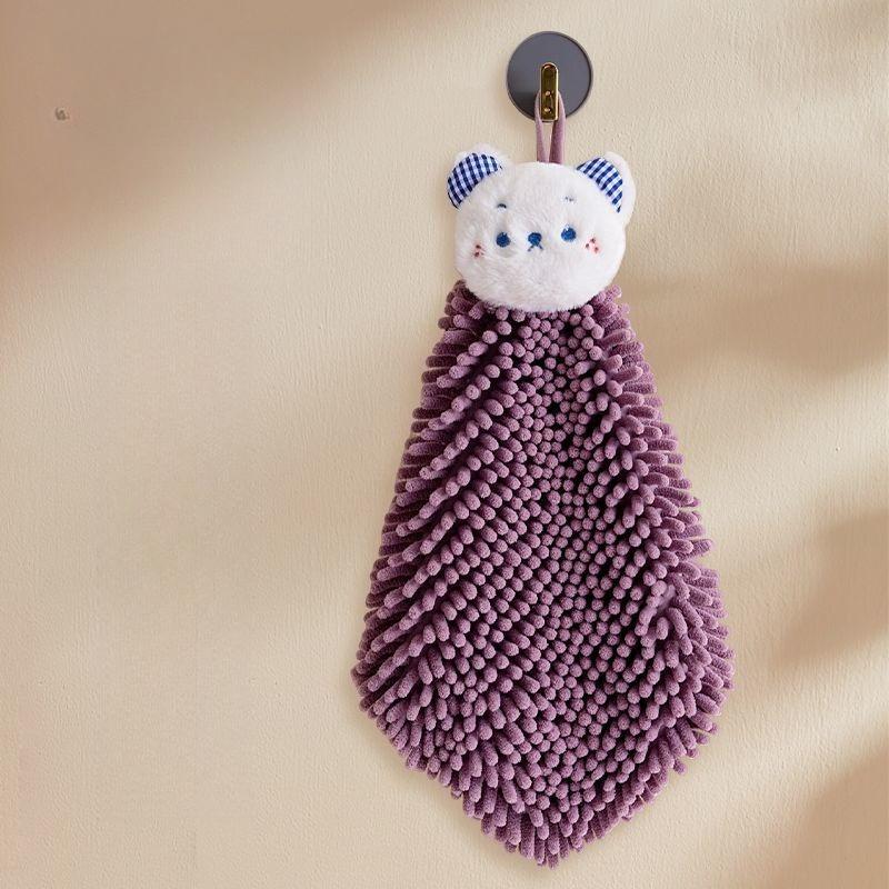 Household Hanging Bear Hand Towel Kitchen Bathroom Thickened Hand Towel High Value High-end Hand Towel