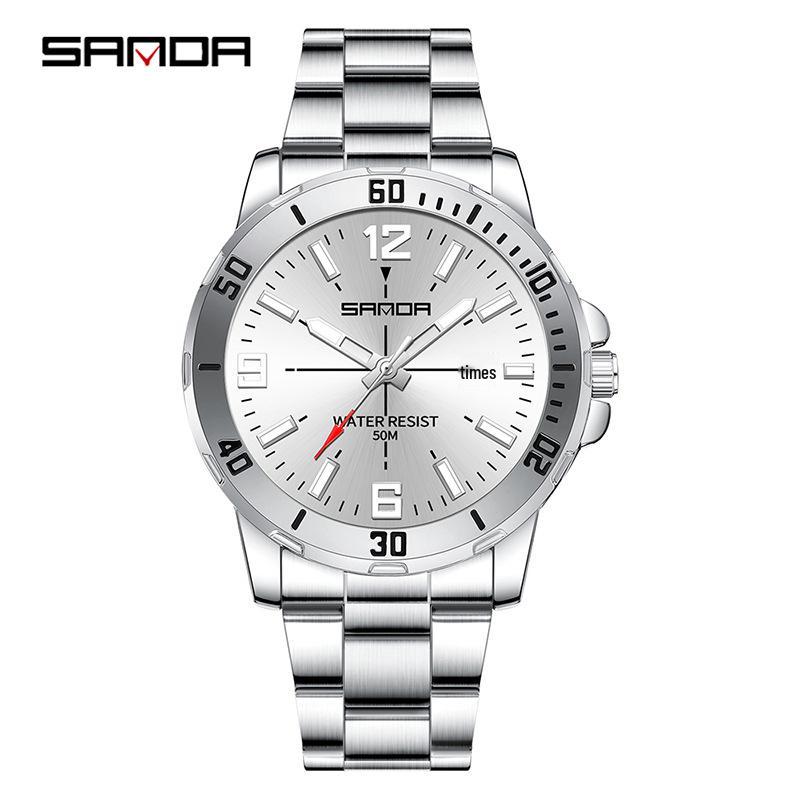 SANDA Men s Fashion Waterproof Quartz Calendar Watch with Luminous Dial